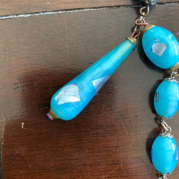 VINTAGE CZECH FOILED BEADED NECKLACE - Picture 7 of 10